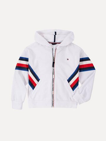 Lány Tommy Hilfiger Big Chevron Logo Hoodies Fehér | HU 1772JPQ